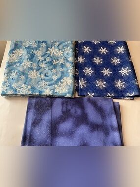 Winter Theme Quilting Sewing Fabric Lot VTG 1998 Timeless Treasures Snowflakes